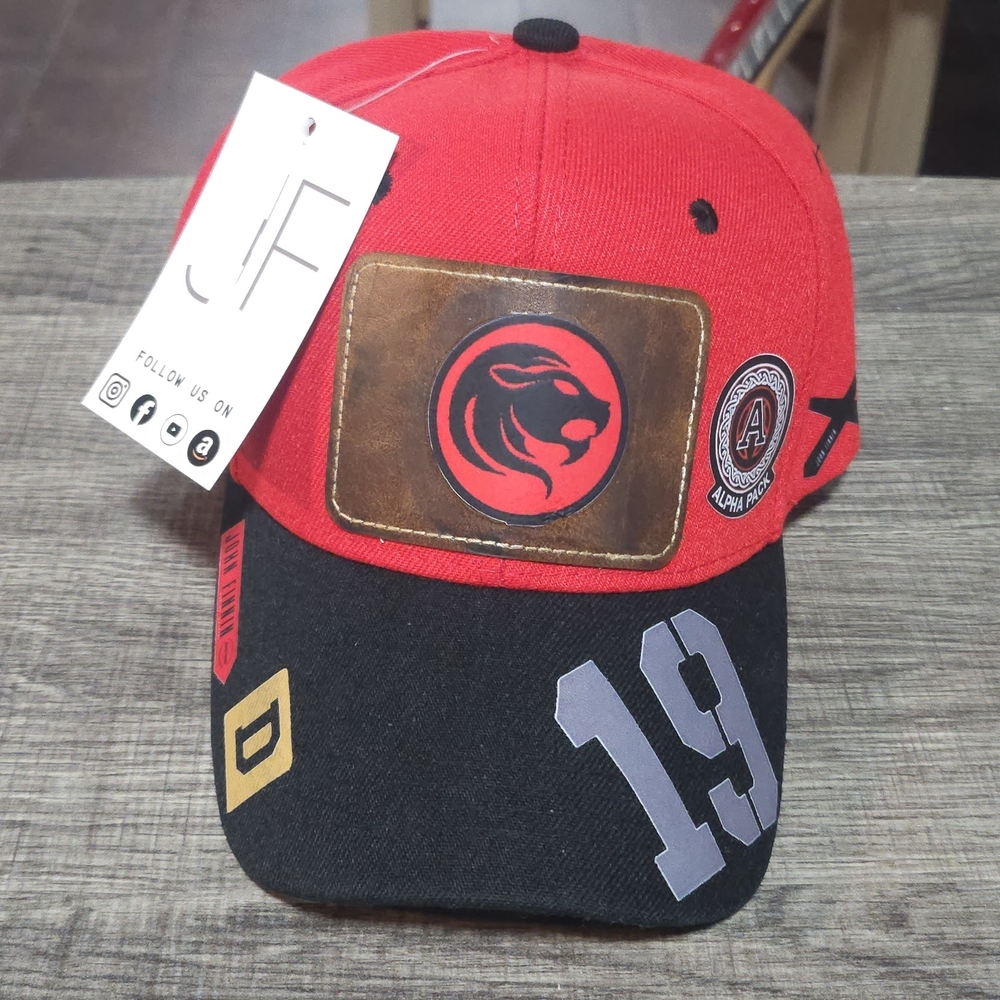 Alpha Industries Red and Black Lion Emblem Cap